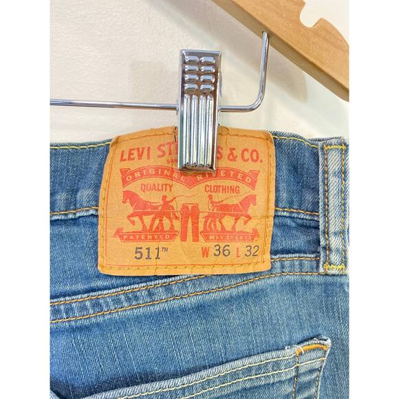 Levis 511 Mens Denim VTG Straight Yellow and Orange Tread 36us - Picture 4 of 4